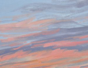 Vingt-six janvier, lever de soleil sur les monts, huile sur toile, 41 x 60 cm, 2024
