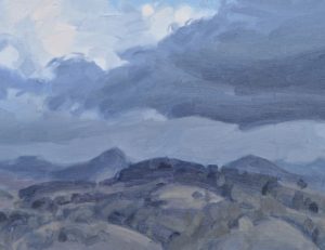 Dix octobre, lune au-dessus des monts, huile sur toile, 81 x 116 cm, 2024