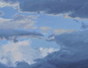 Dix octobre, lune au-dessus des monts, huile sur toile, 81 x 116 cm, 2024