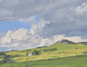 Nuages d’été sur le massif du Mézenc, huile sur toile, 41 x 60 cm, 2023,