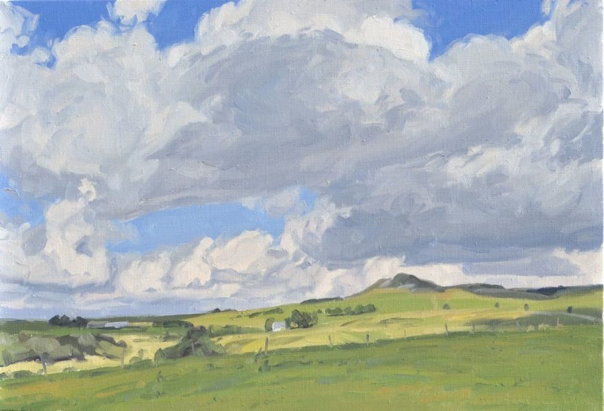 Nuages d’été sur le massif du Mézenc, huile sur toile, 41 x 60 cm, 2023,