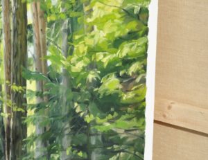 Chemin sous bois, en été, huile sur toile, 114 x 162 cm, 2024