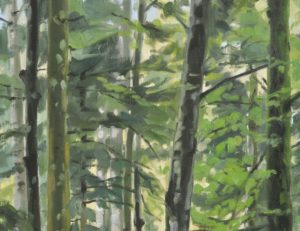 Chemin sous bois, en été, huile sur toile, 114 x 162 cm, 2024