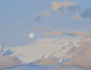 Lever de lune au-dessus des monts, huile sur toile, 50 x 73 cm, 2024