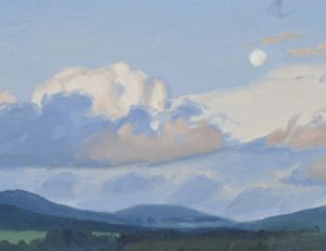 Lever de lune au-dessus des monts, huile sur toile, 50 x 73 cm, 2024