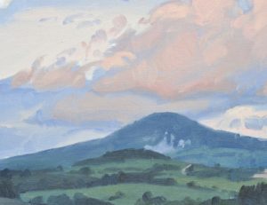 Lever de lune au-dessus des monts, huile sur toile, 50 x 73 cm, 2024