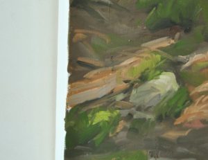 À l'orée de la rivière de pierres, huile sur toile, 160 x 240 cm, 2024