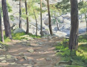 À l'orée de la rivière de pierres, huile sur toile, 160 x 240 cm, 2024