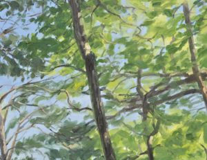 À l'orée de la rivière de pierres, huile sur toile, 160 x 240 cm, 2024