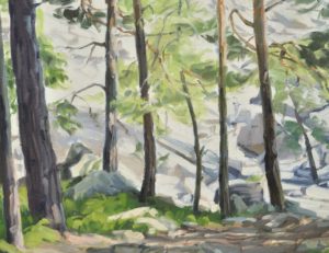 À l'orée de la rivière de pierres, huile sur toile, 160 x 240 cm, 2024