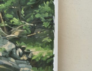 La Sumène au pied des roches, huile sur toile, 61 x 92 cm, 2024