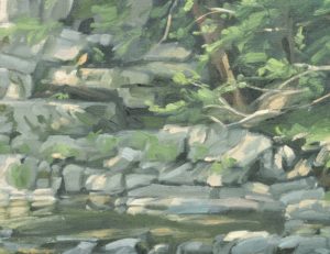 La Sumène au pied des roches, huile sur toile, 61 x 92 cm, 2024