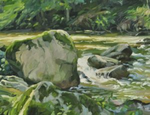 La Sumène après l'orage, huile sur toile, 89 x 130 cm, 2024