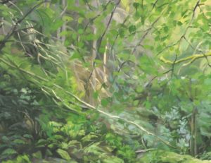 Rivière au cœur de la forêt, huile sur toile, 89 x 130 cm, 2024
