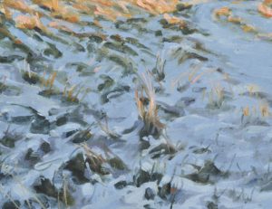 Neige sur le massif du Mézenc, soleil couchant, huile sur toile, 106,68 x 76,2 cm, 2024