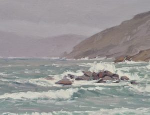 Côte de Galice, avant la pluie, huile sur toile, 50 x 73 cm, 2025