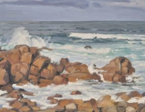 Côte de Galice, Muxía, huile sur toile, 50 x 73 cm, 2025