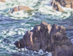 Bretagne, rochers, huile sur toile, 61 x 92 cm, 2025