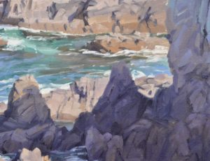 Bretagne, rochers, huile sur toile, 61 x 92 cm, 2025