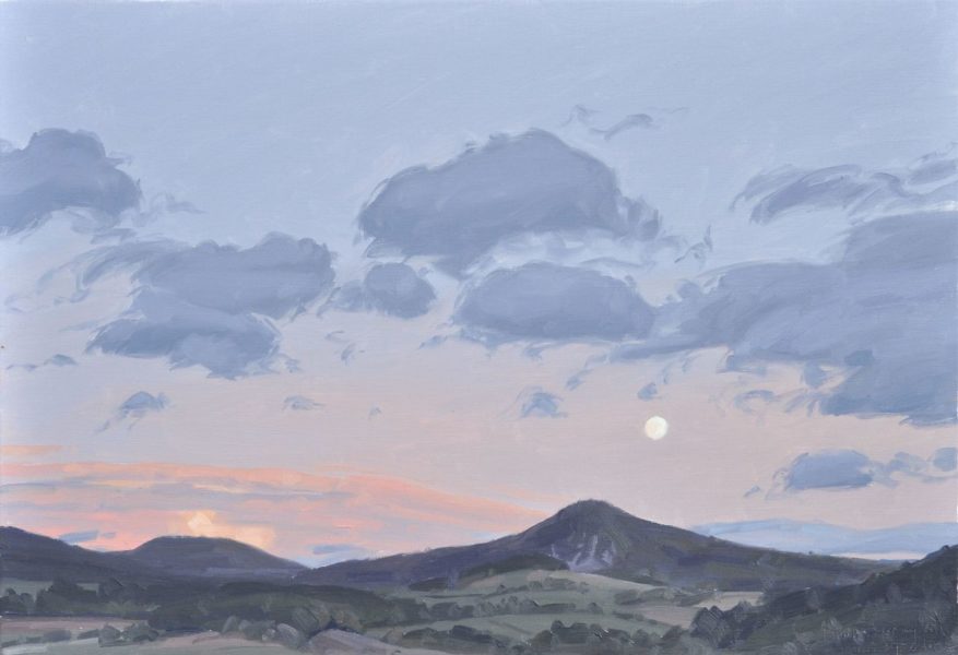Vingt-sept octobre, lune, suc de Jalore, huile sur toile, 50 x 73 cm, 2023