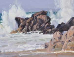 Bretagne, la vague, huile sur toile, 73 x 110 cm, 2025