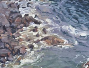 La pointe du Van, ciel gris, huile sur toile, 73 x 110 cm, 2025
