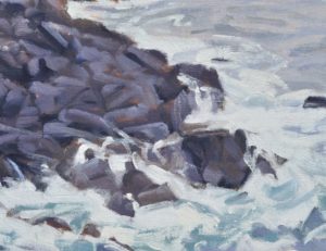 La pointe du Van, ciel gris, huile sur toile, 73 x 110 cm, 2025