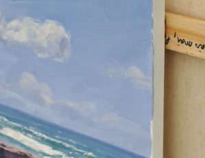 Plage à marée basse, lumière du matin, huile sur toile, 50 x 73 cm, 2025