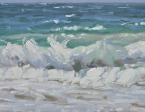 Etude de vague, huile sur toile, 33 x 50 cm, 2025