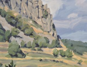 Premier septembre, vent sur massif du Mézenc, huile sur toile, 89 x 130 cm, 2025