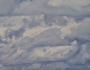 Premier septembre, vent sur massif du Mézenc, huile sur toile, 89 x 130 cm, 2025