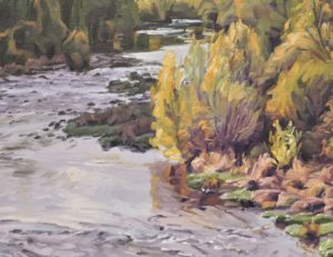 La Loire à Coubon, lumière d'automne, huile sur toile, 89 x 130 cm, 2025