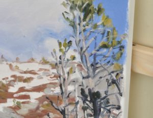 Pins sur le Mont Mézenc enneigé, huile sur toile, 60 x 92 cm, 2025