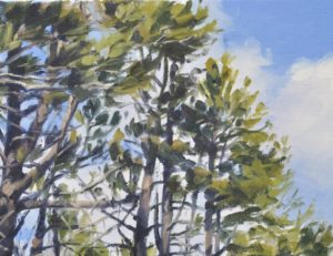 Pins sur le Mont Mézenc enneigé, huile sur toile, 60 x 92 cm, 2025