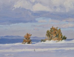 Neige au sommet du Mézenc, huile sur toile, 33 x 50 cm, 2025