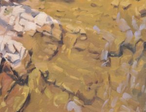 Rocher sur la Loire, huile sur toile, 110 x 73 cm, 2025