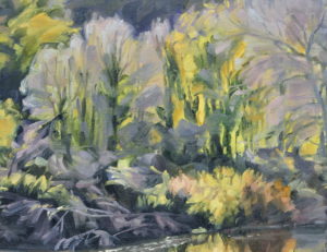 Reflets d’automne sur la Loire, huile sur toile, 50 x 73 cm, 2025