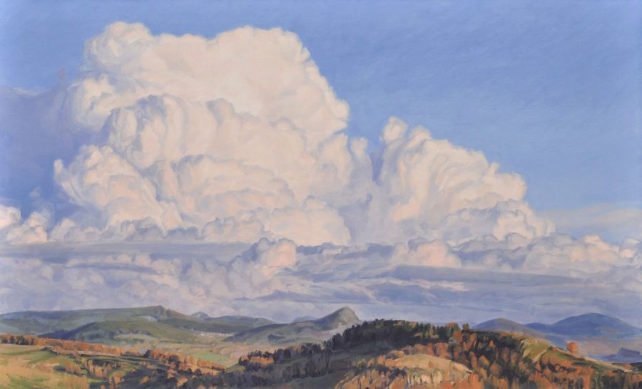 Quinze novembre, nuage au-dessus des Roches de Mariol, huile sur toile, 99 x 162,5 cm, 2025