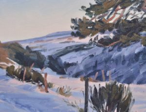 Crépuscule sur le Mézenc, huile sur toile, 90 x 92 cm, 2025