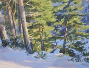 Après-midi d'hiver sur le Mézenc, huile sur toile, 60 x 92 cm, 2025