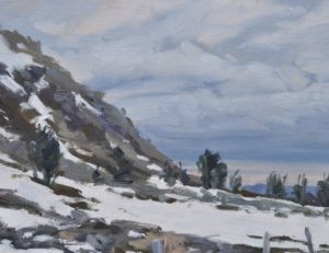 Lumière d'hiver sur le Mézenc, huile sur toile, 33 x 50 cm, 2026