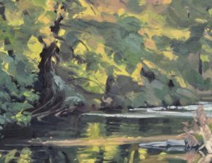 Dix octobre, la Loire à Cheyrac, huile sur toile, 89 x 130 cm, 2023