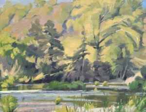 Dix octobre, la Loire à Cheyrac, huile sur toile, 89 x 130 cm, 2023