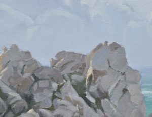 Soleil du matin sur la pointe de Pen Hir, huile sur toile, 81 x 130 cm, 2023