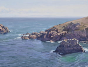Cap Sizun, crique, lumière du matin, huile sur toile, 60 x 92 cm, 2026