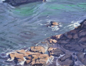 Cap Sizun, crique, lumière du matin, huile sur toile, 60 x 92 cm, 2026