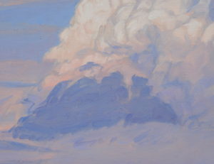 Nuages du soir sur le Suc de Jalore, huile sur toile, 97 x 162 cm, 2026