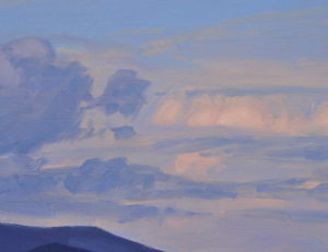 Nuages du soir sur le Suc de Jalore, huile sur toile, 97 x 162 cm, 2026