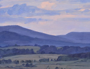 Nuages du soir sur le Suc de Jalore, huile sur toile, 97 x 162 cm, 2026