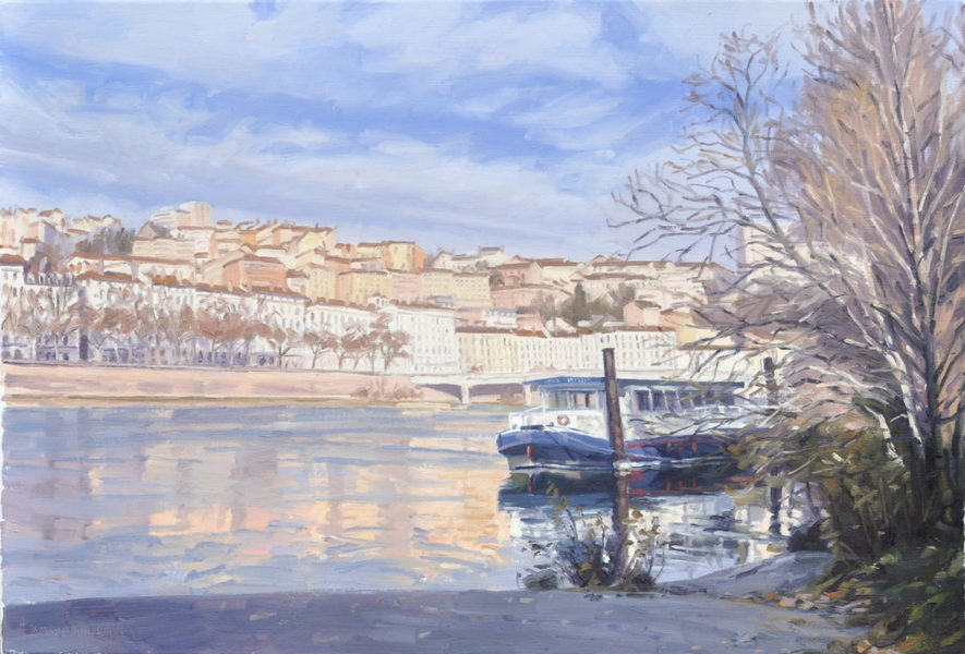 Dix-huit décembre, lumière du matin sur Croix Rousse, huile sur toile, 50 x 73 cm, 2025